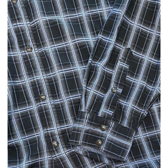 Cody James Authentic Western Apparel Shirt Sz XL Blue Plaid Pearl Snaps Cuffs - Picture 3 of 9
